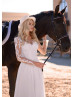 Long Sleeves Ivory Lace Chiffon Classic Wedding Dress